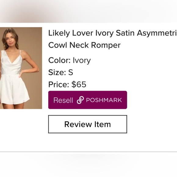 Lulus Likely Lover Ivory Satin Asymmetrical Cowl Neck Romper - Picture 4 of 7